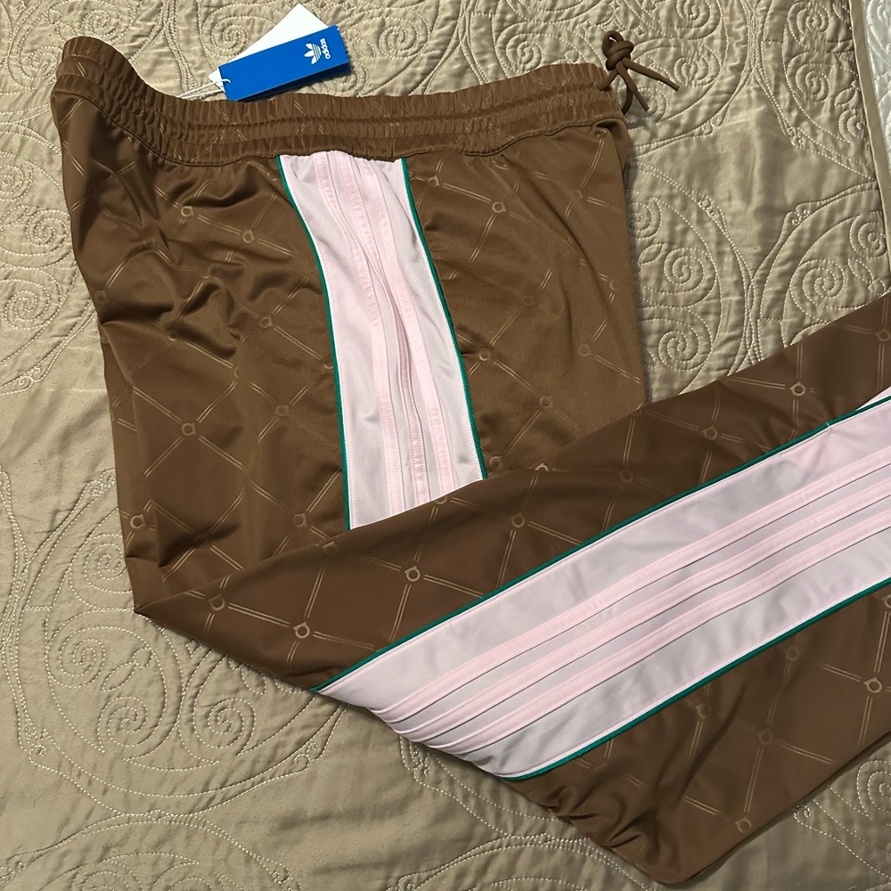 NWT ladies Adidas track pants. Brown/pink/green size 1X